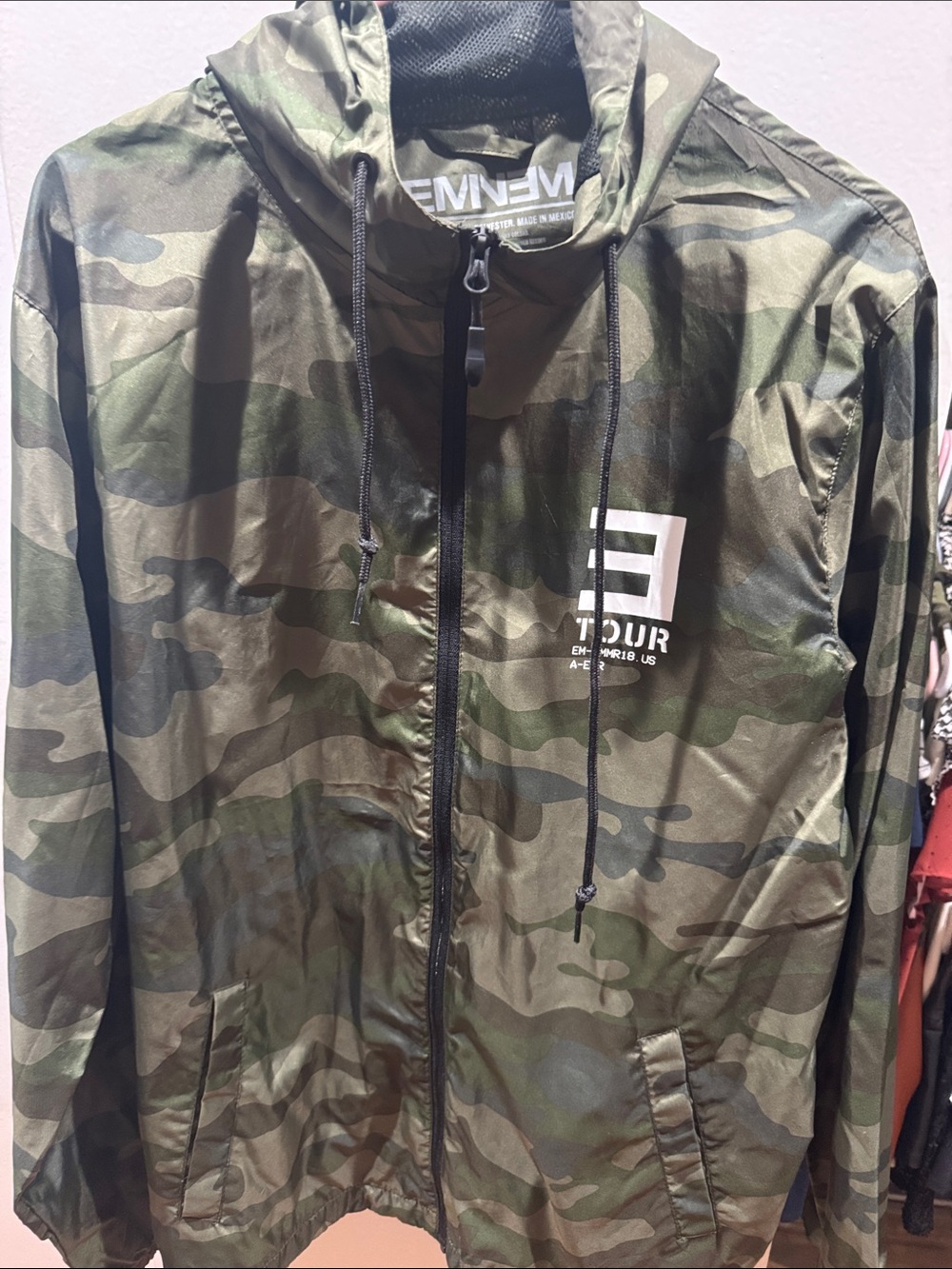 Eminem Camouflage Hooded Windbreaker Jacket - Green Camo 2018 Tour